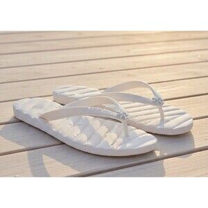 Tory Burch White Quilted Jelly Flip Flop Sandals